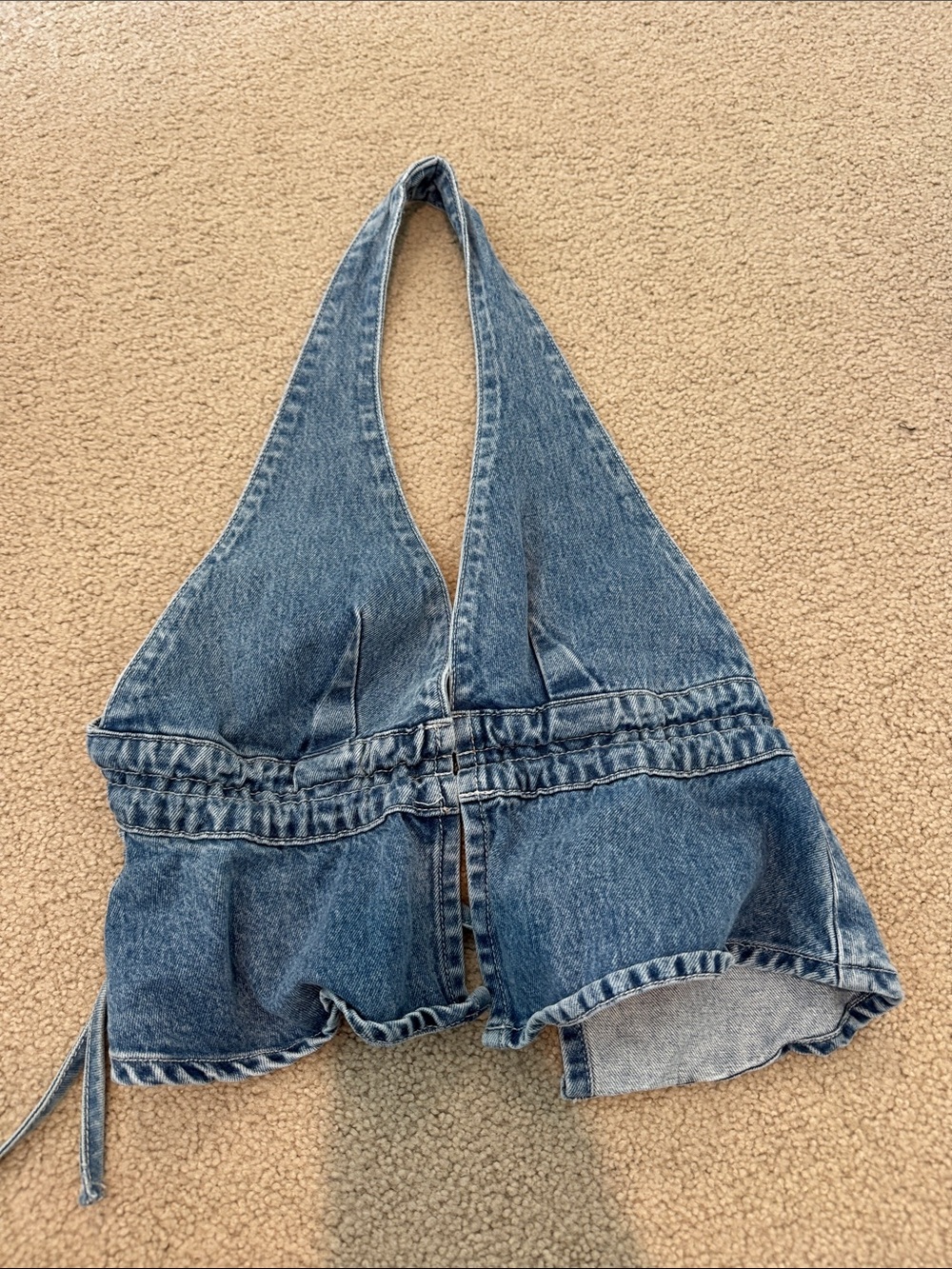 Princess Polly Blue Denim Halter Crop Top